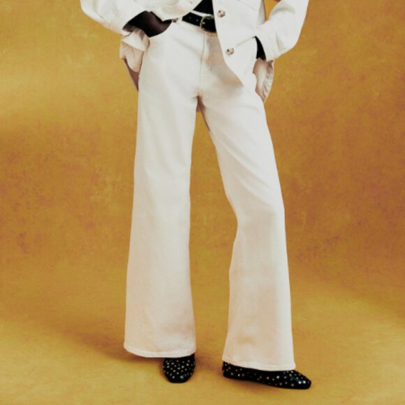 HM Harper High Rise Wide Leg Jeans - White - Picture 1 of 5